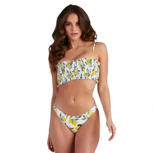 Cabana Del Sol Lemon Print Bikini Set Size Medium NWT - Picture 3 of 11